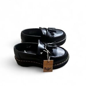 Dr. Martens Platform Leather Adrian Tassel Black Loafers NWT